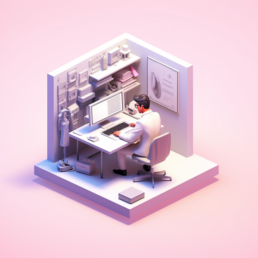 Minimalistic office with futuristic programmer