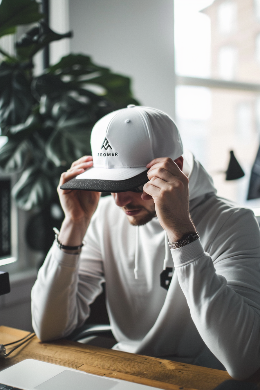 Tech company flat brim hats logo