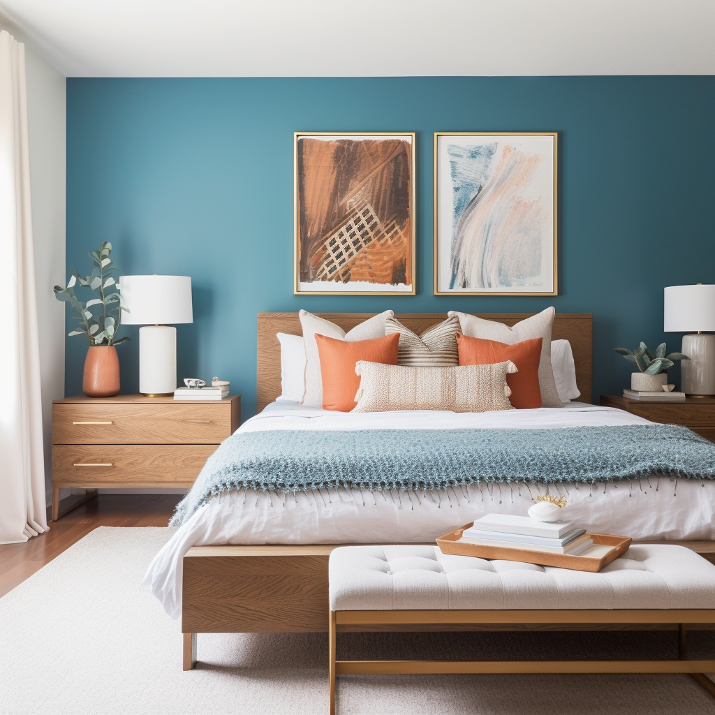 Bedroom with Turquoise Accent Wall