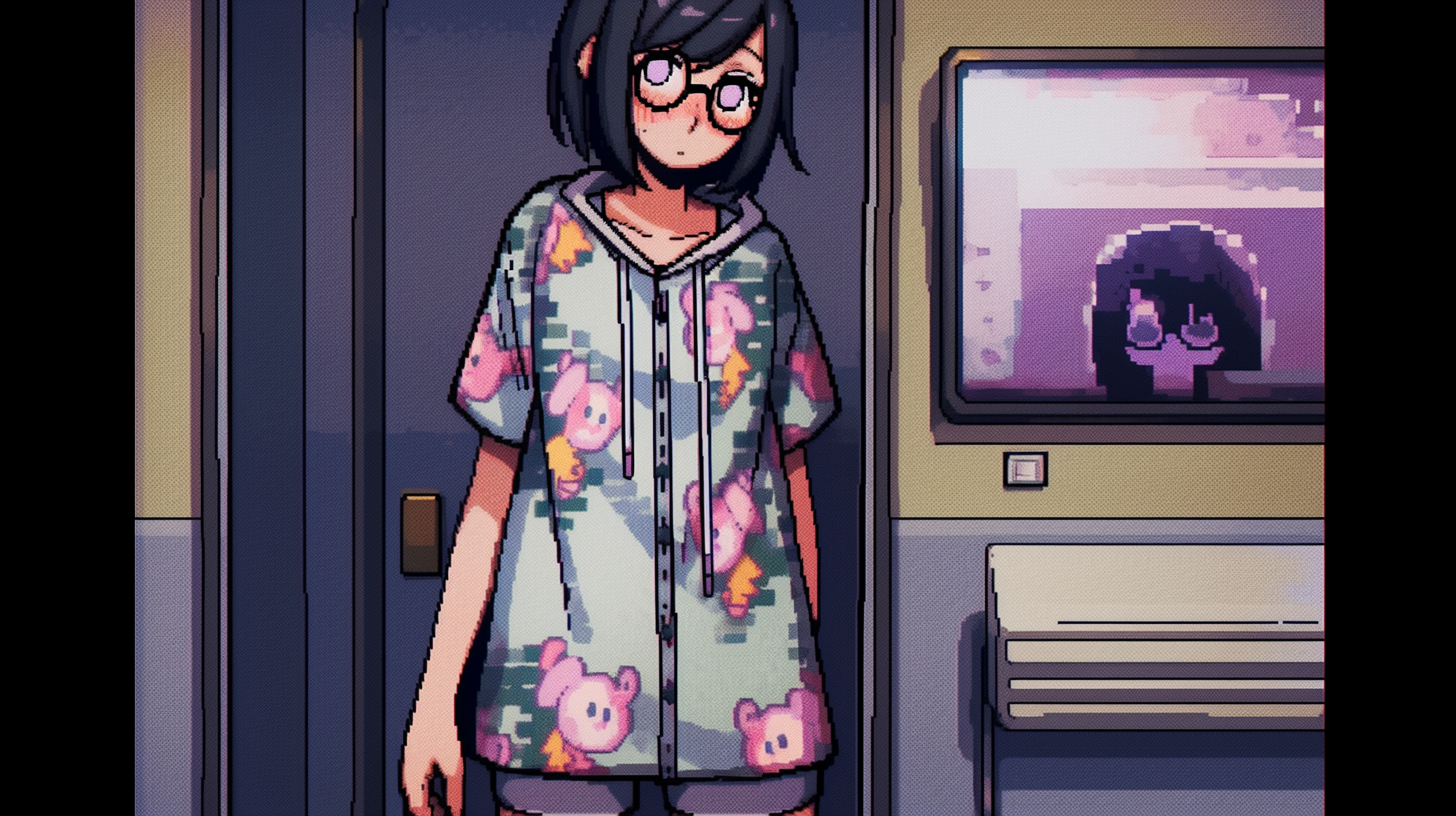 Young woman in hospital clothes with cool style