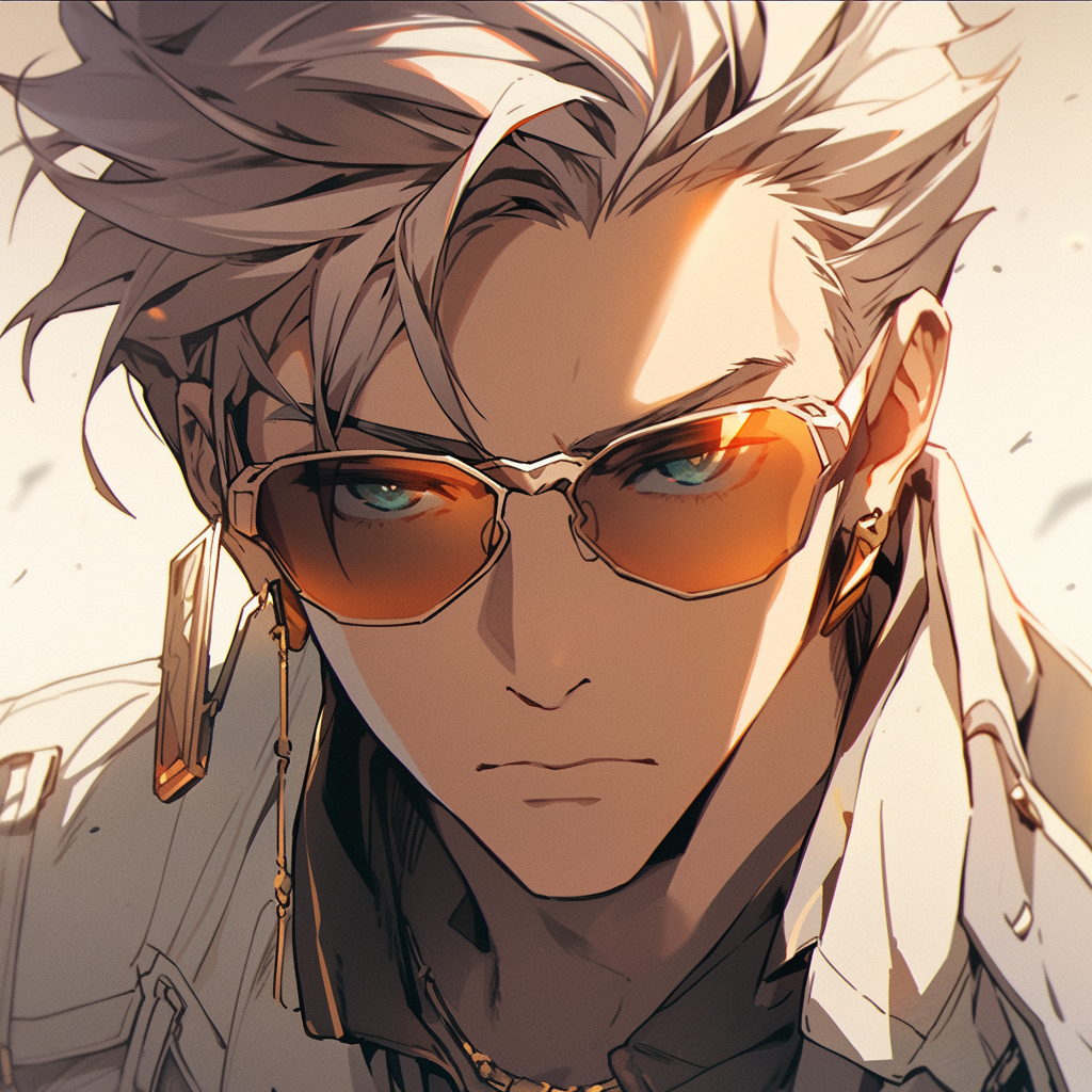 Cool young musician with grayish hair and sunglasses