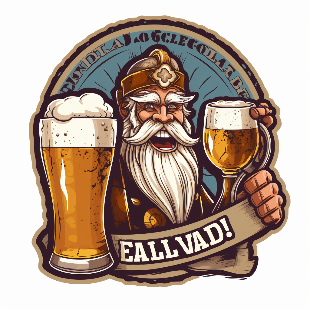 Cartoon style sticker of refreshing beer