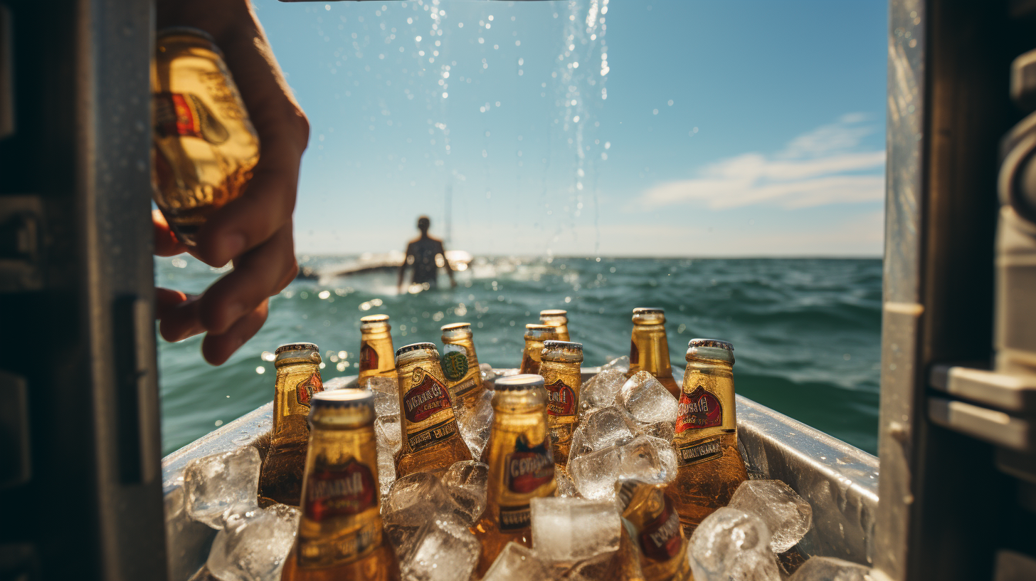 Man grabbing ice cold beer