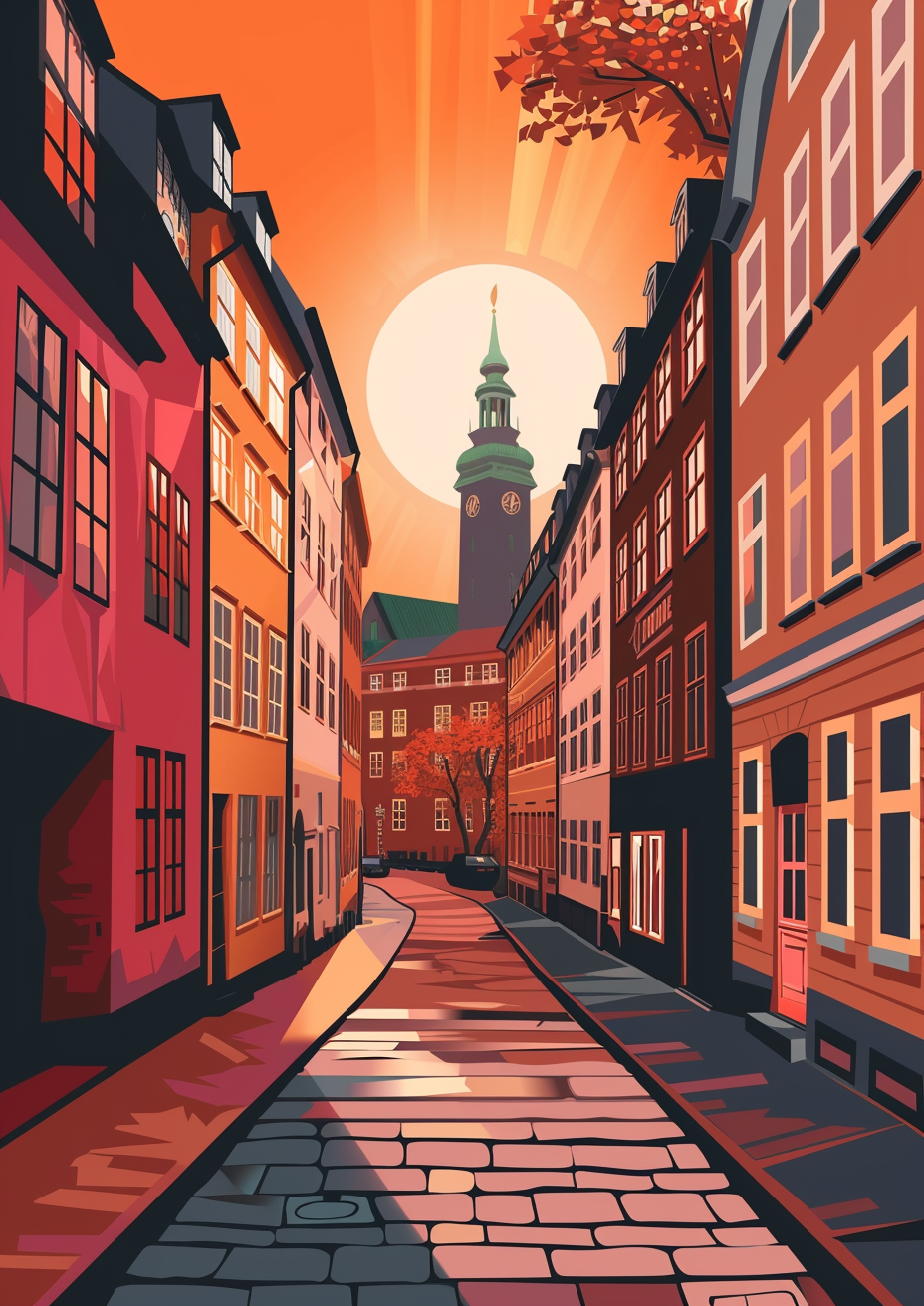 Modern Copenhagen Flat Vector Illustration