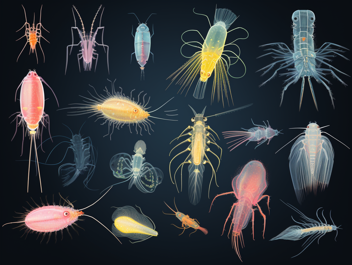 Different Species of Copepods Illustration