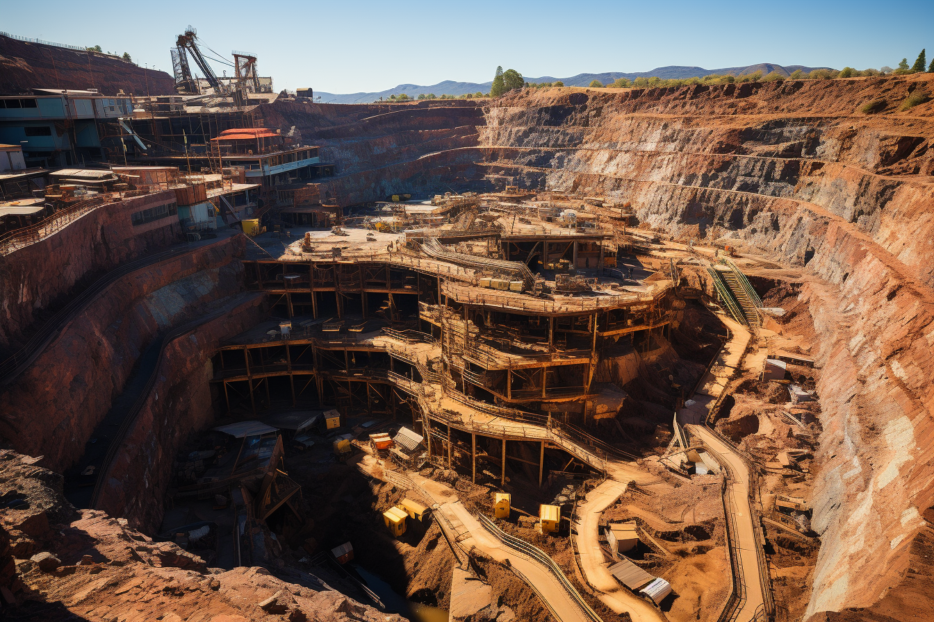 Aerial view of vibrant copper mine in Bolivia