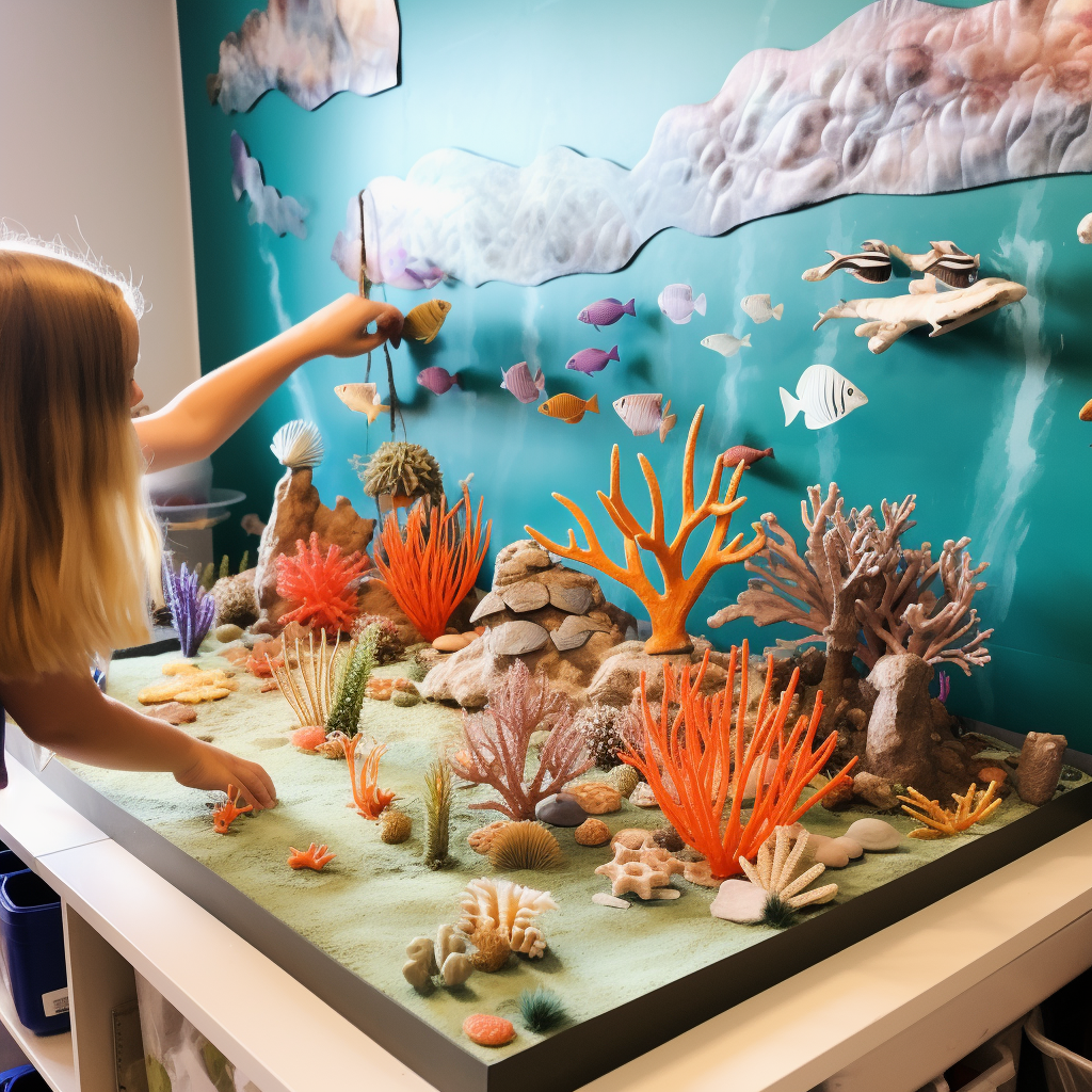 Kids exploring coral reef and sea grass