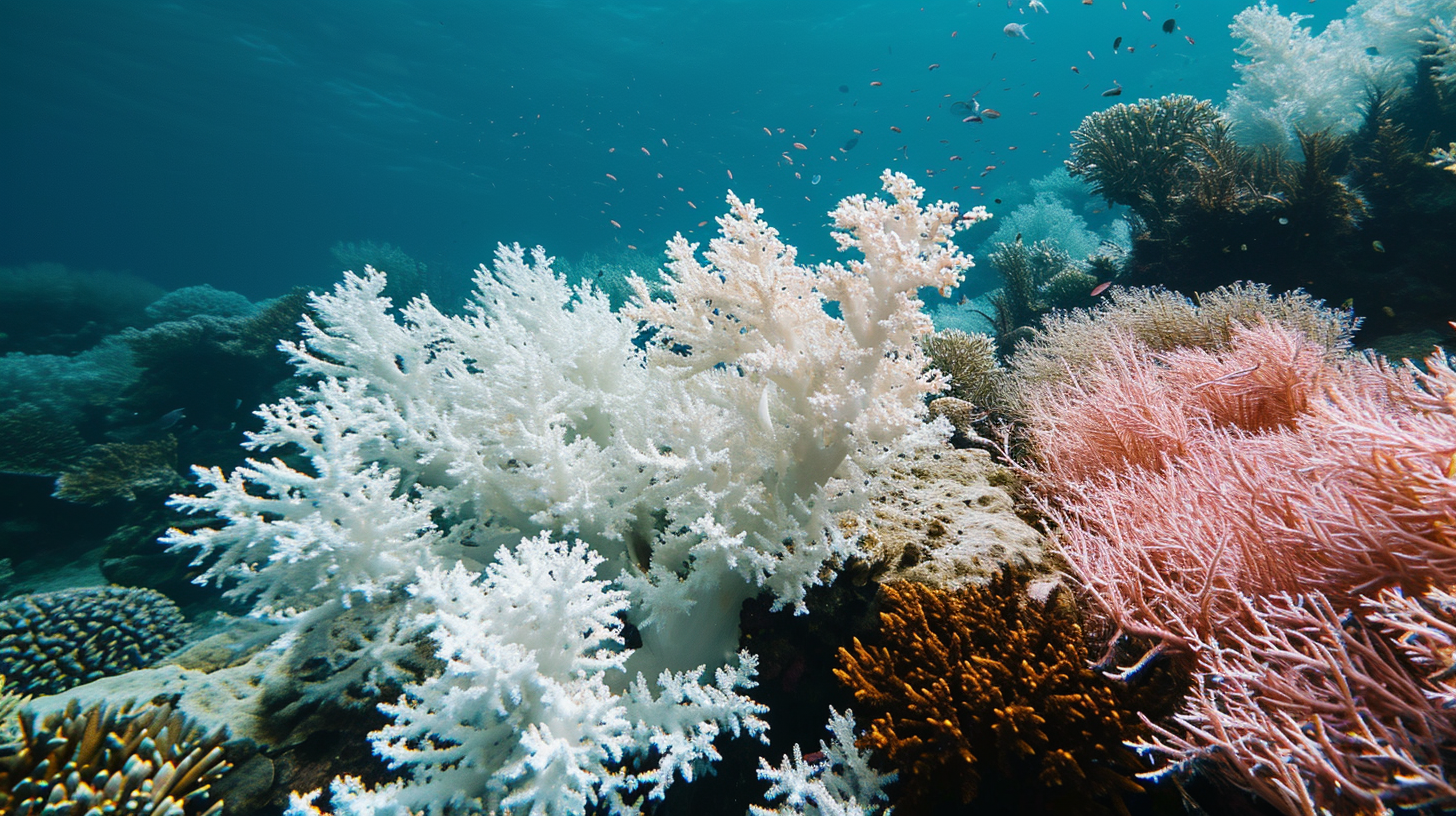 Illustration showing coral bleaching phenomenon