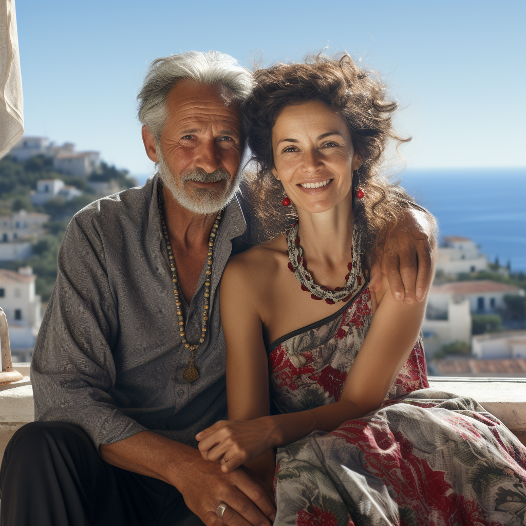 Couple enjoying picturesque Corfu Island