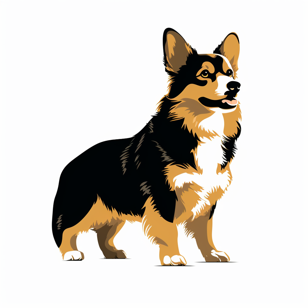 Corgi silhouette on white background