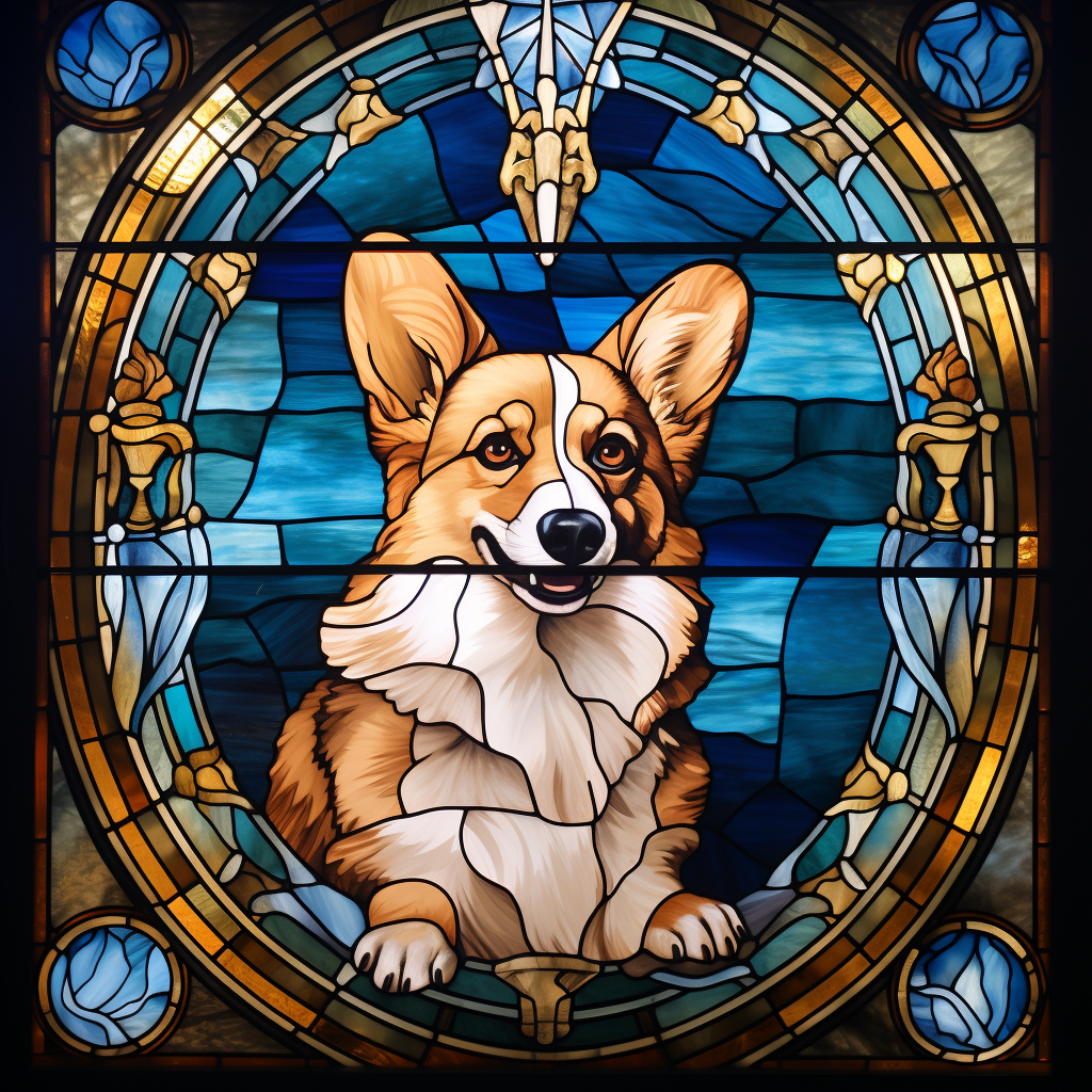 Corgi Silhouette in Stained Glass