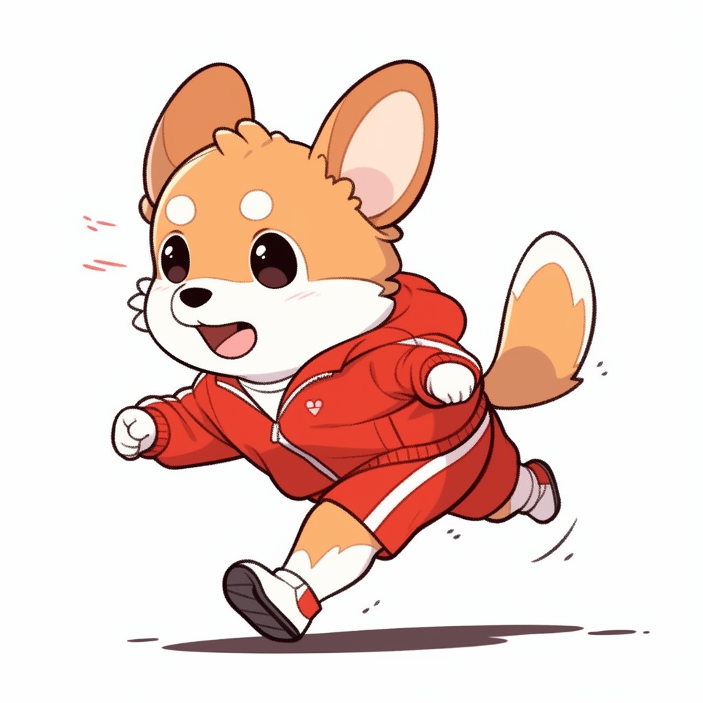 Cute Corgi Running Cartoon Sticker