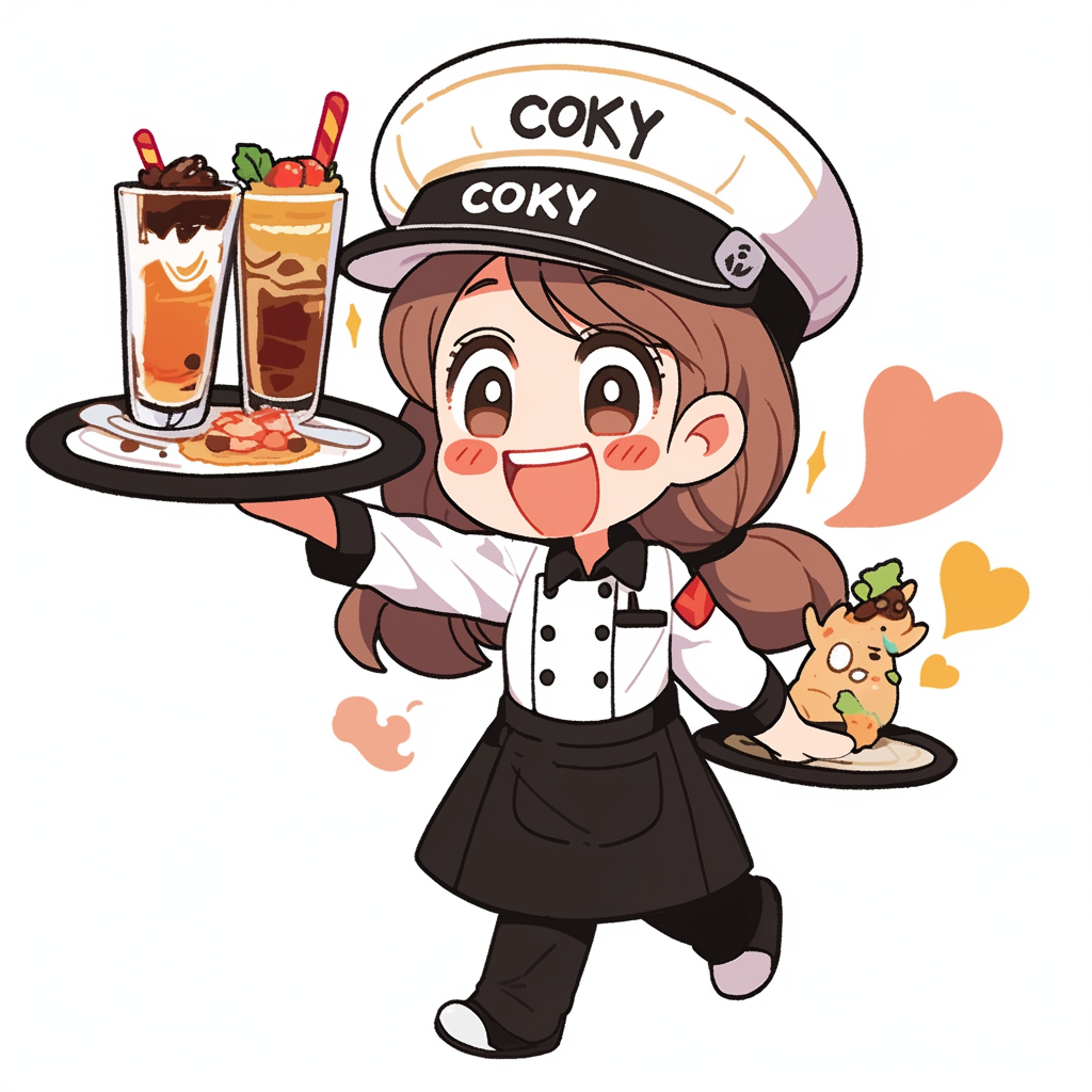 Corky cute cartoon enjoying food