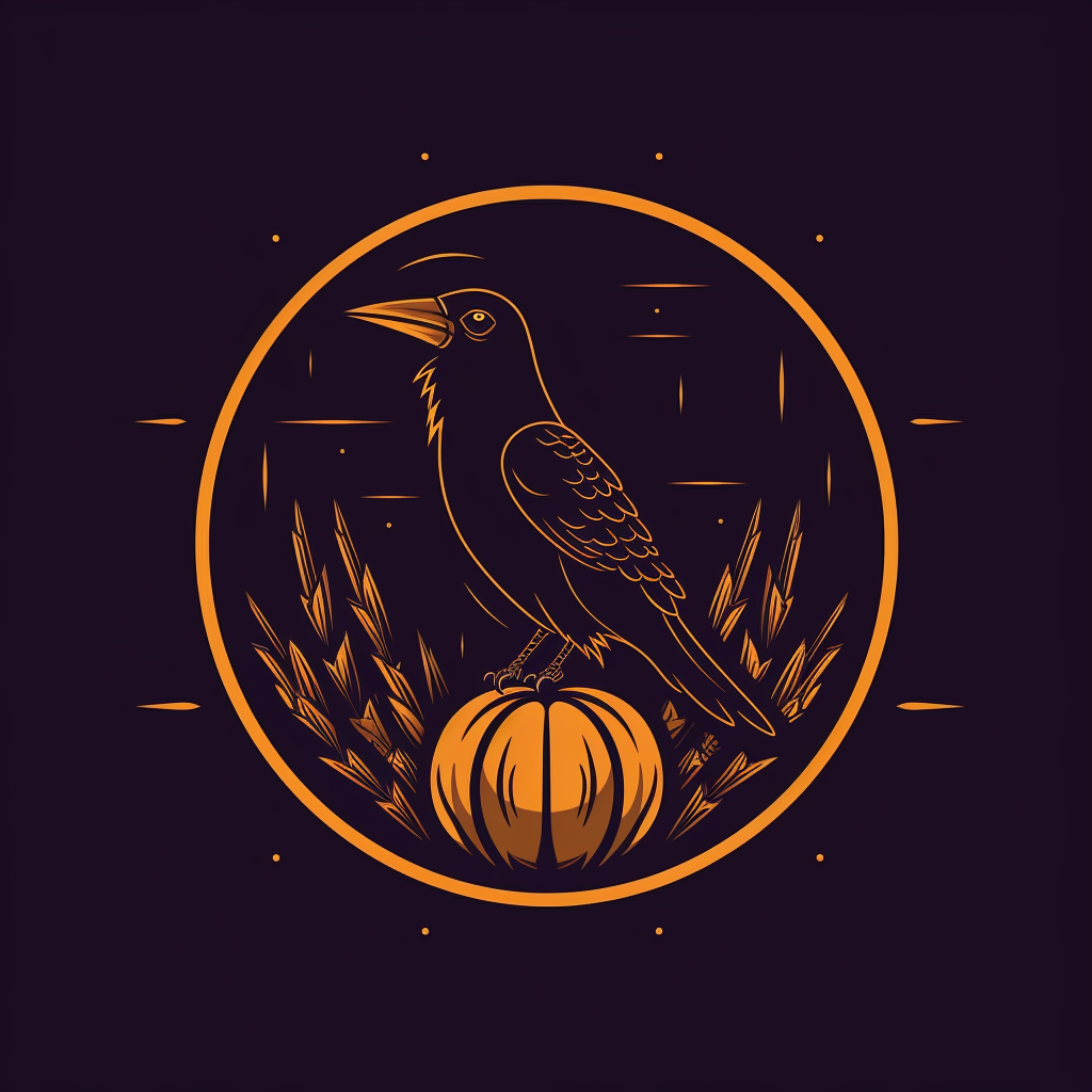 Cute crow and corncob on dark purple background