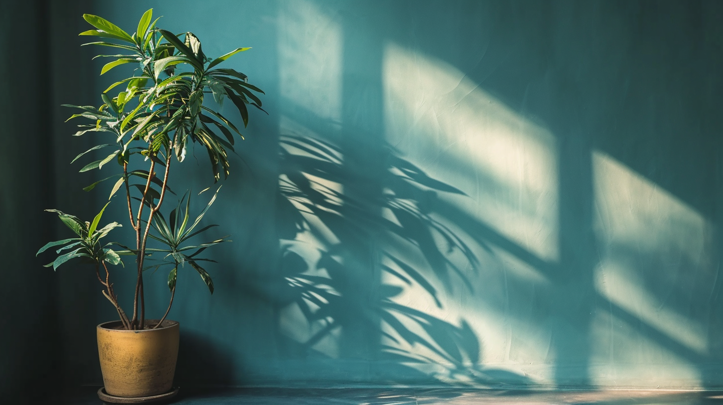 Study Corner with Blank Wall and Plants