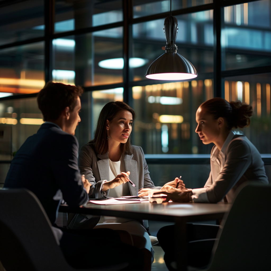 Corporate people discussing in a candid photo