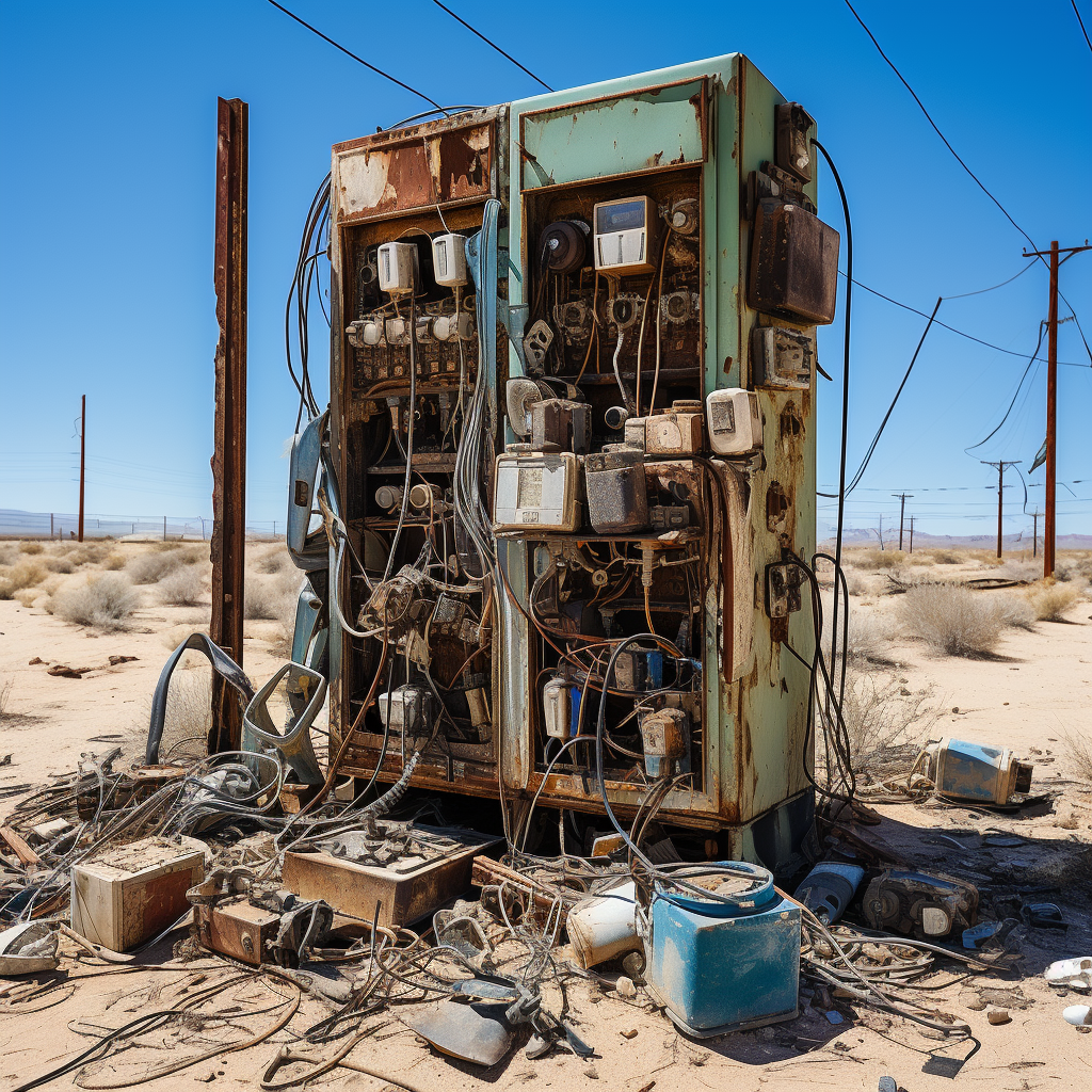 Corroded electrical equipment in the desert