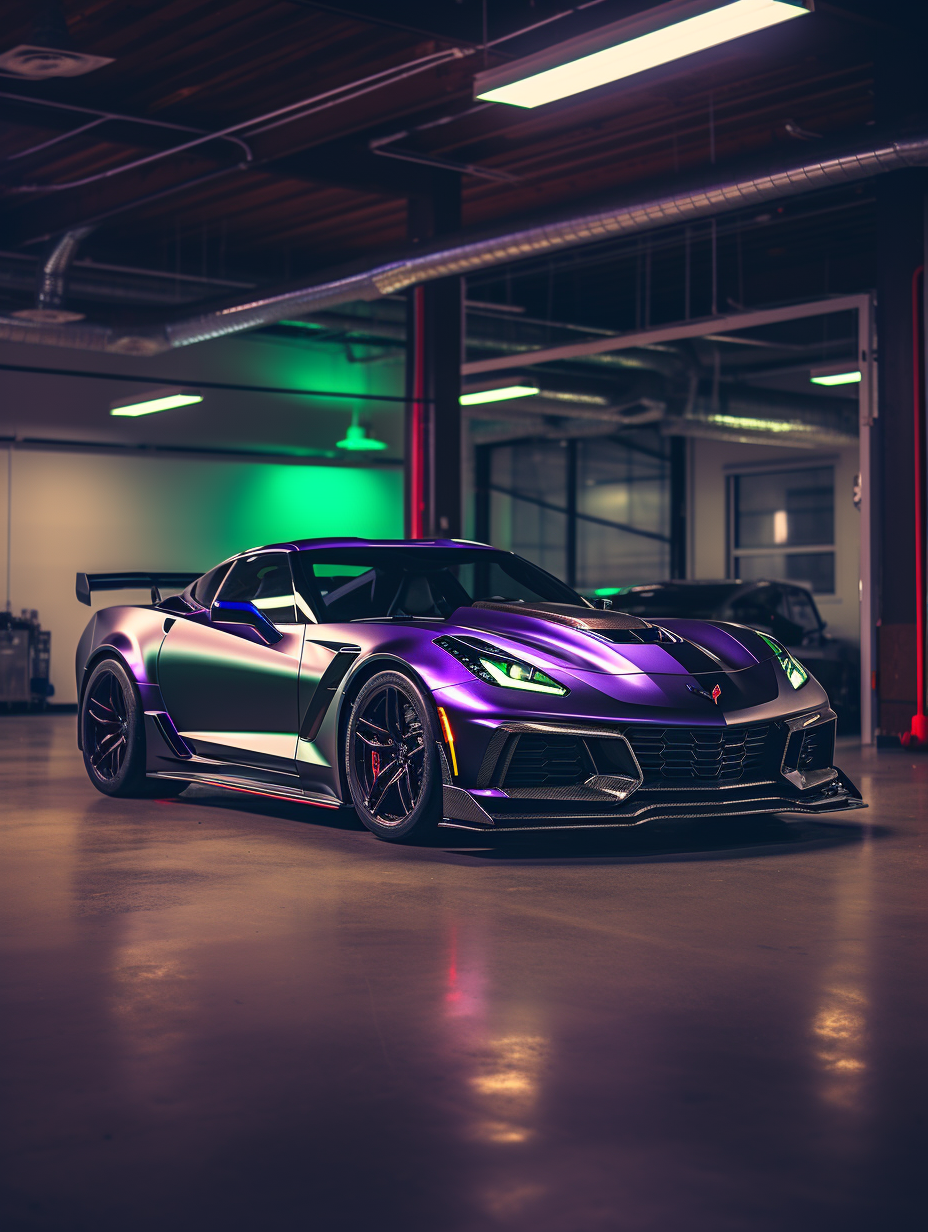 Corvette C7 ZR1 in green and purple