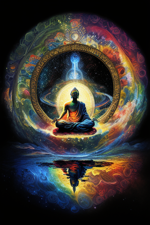 Cosmic Buddha Seated On Lotus Image