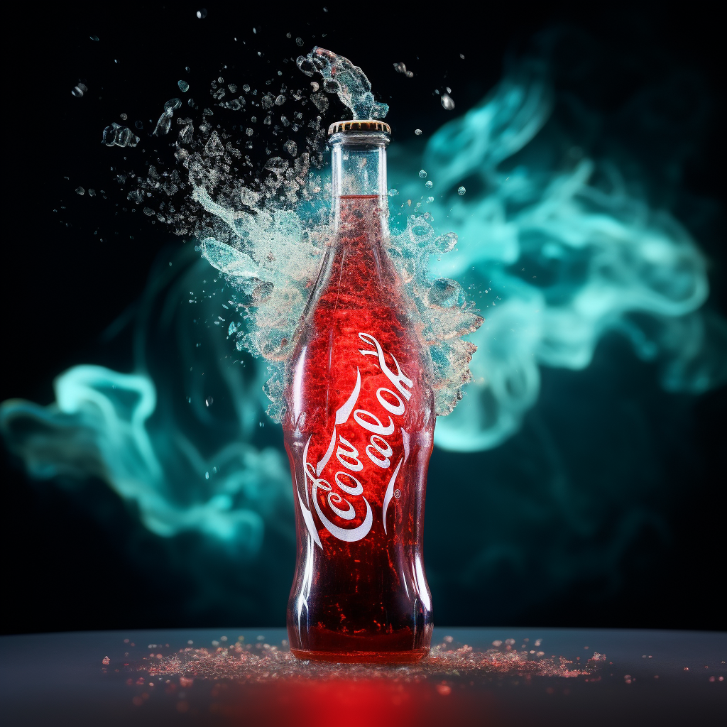 Coca-Cola bottle spraying cosmic energy