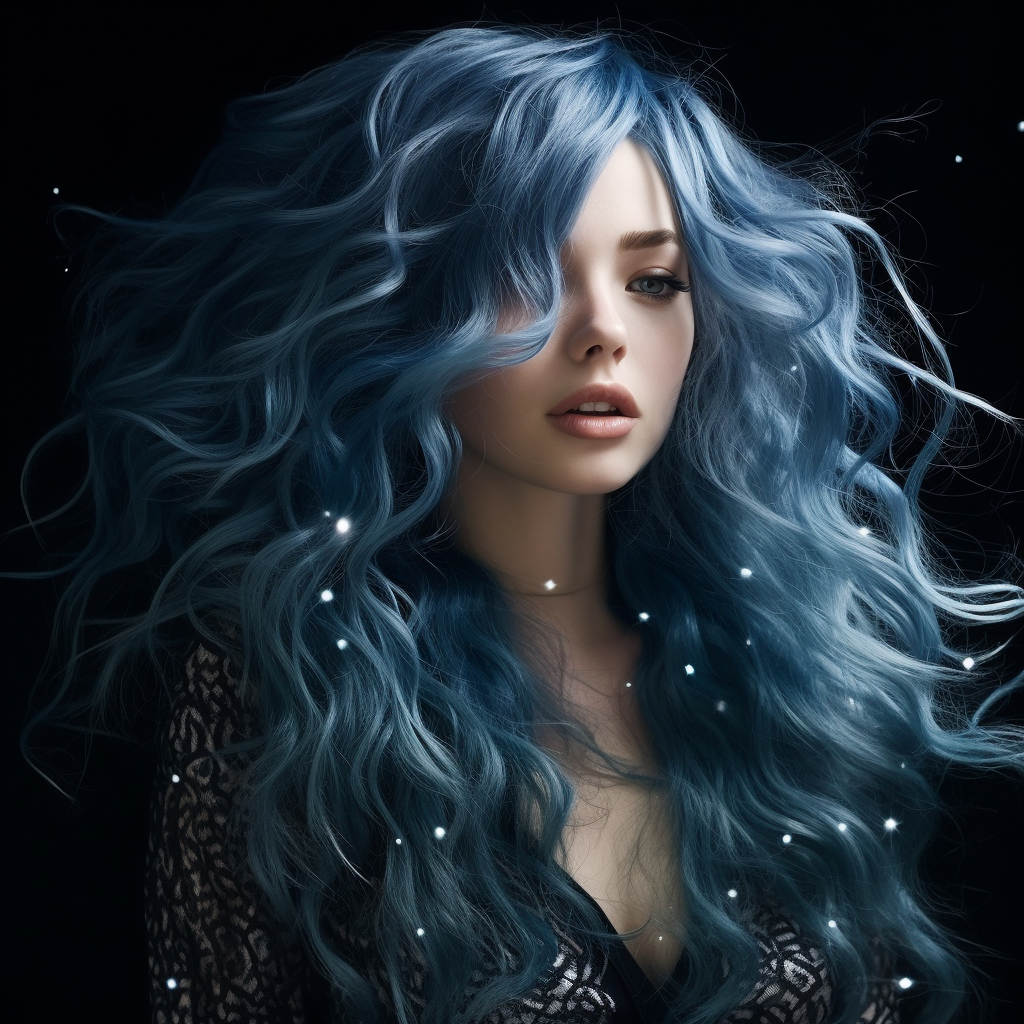 Girl with cosmic-inspired hair and captivating gaze