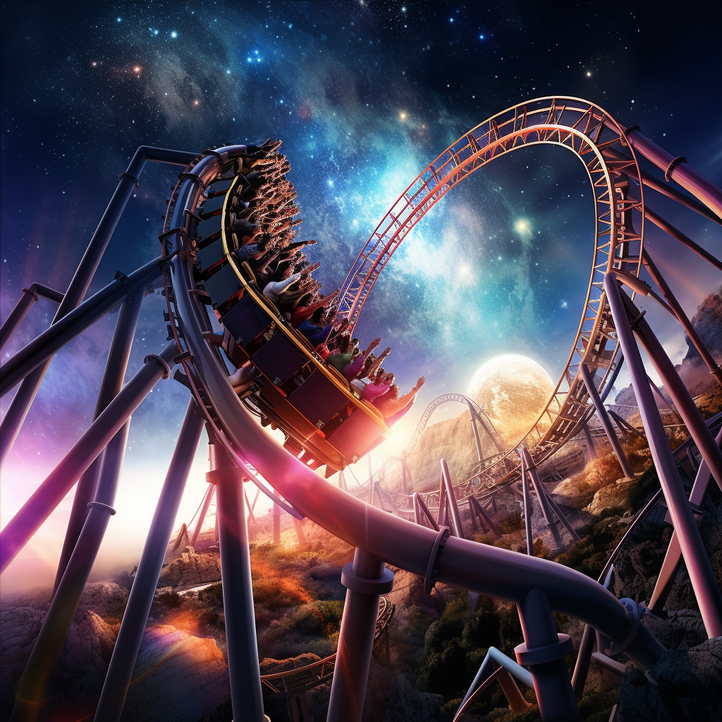 Thrilling cosmic roller coaster ride