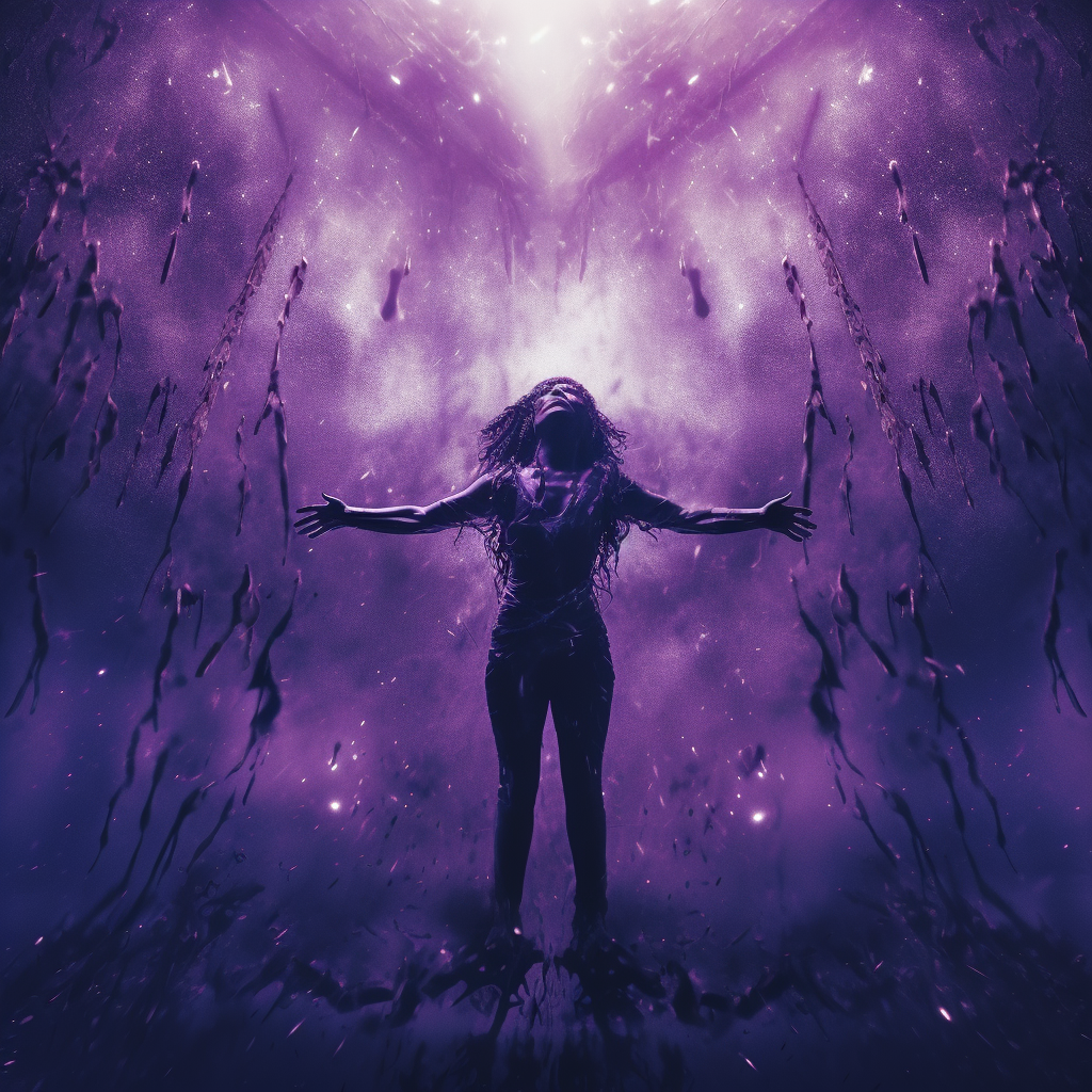 Silhouette of Woman's Body in Cosmic Void