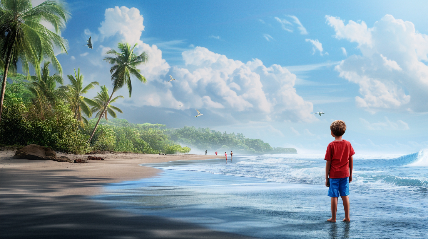 Young Costa Rican boy at tropical beach