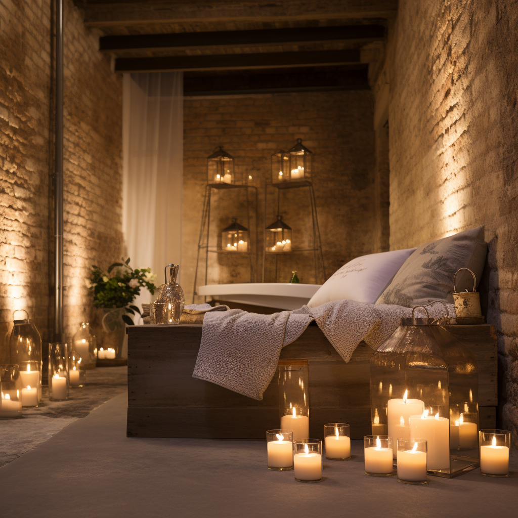 Woman enjoying a cozy basement spa experience