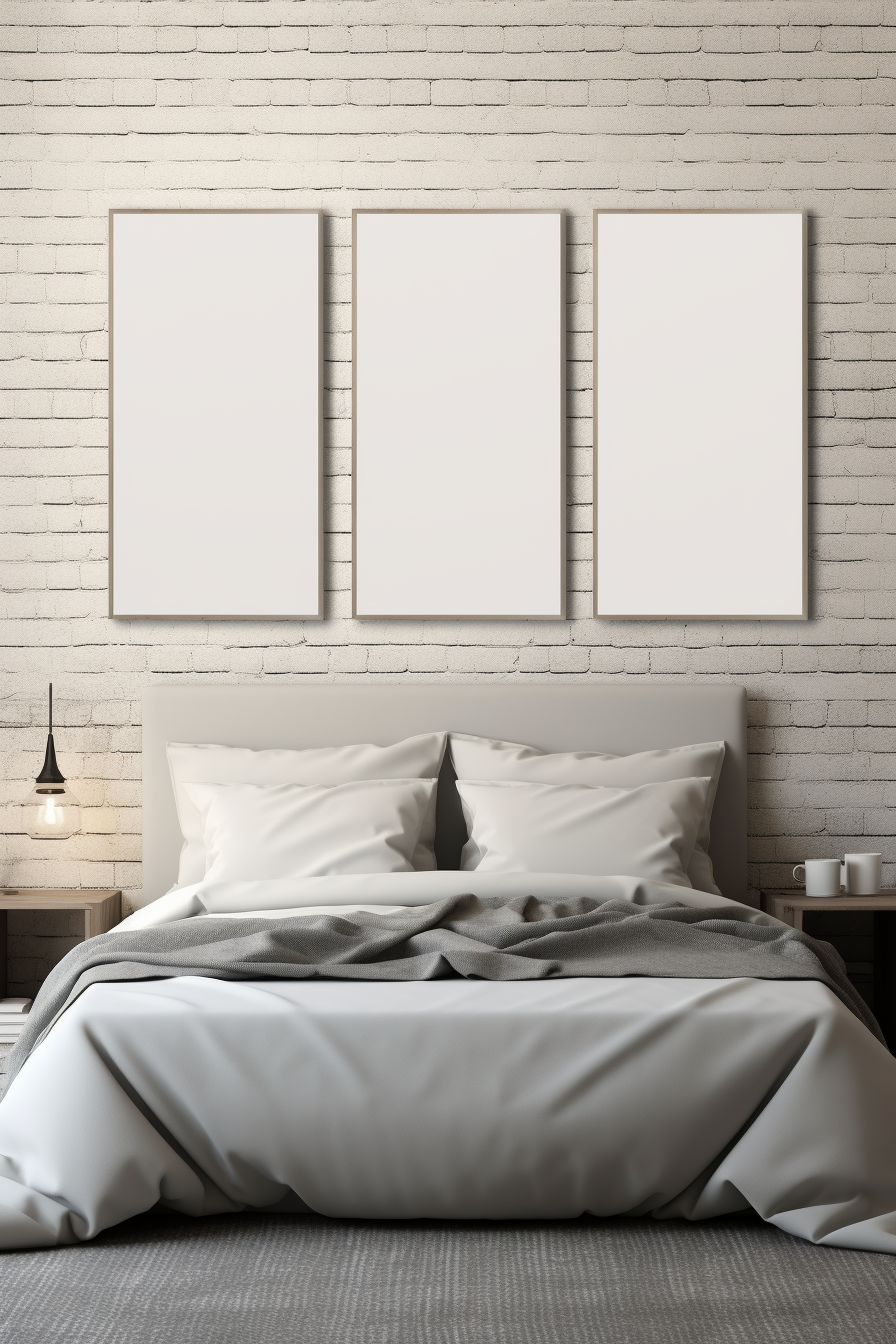 Empty frames in cozy bedroom