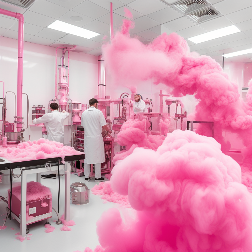 Scientists using cotton candy contraption