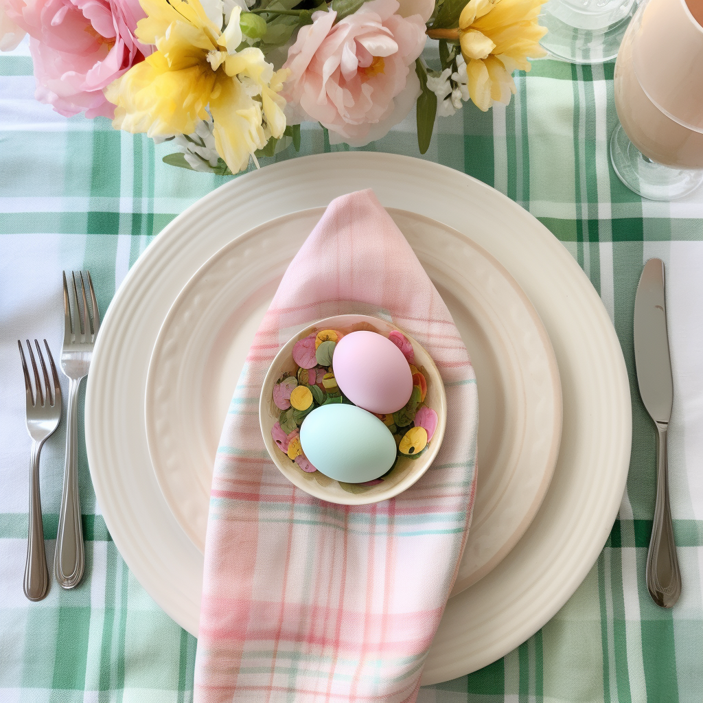 Cotton cloth napkin in pastel buffalo check plaid