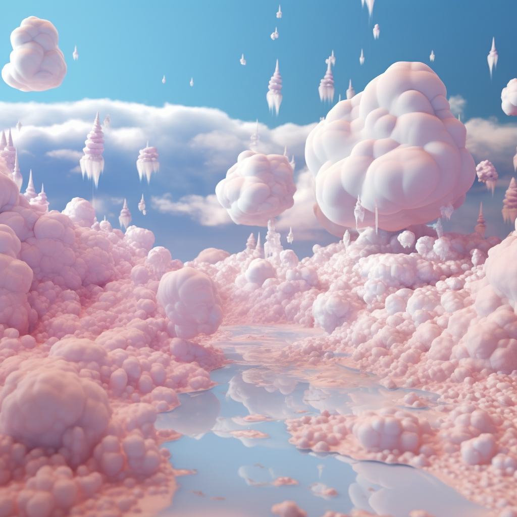 Whimsical cotton candy clouds in stunning animation