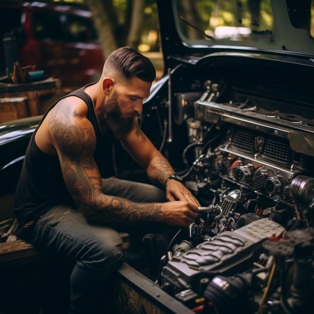 Country singer and Jesus restoring classic car