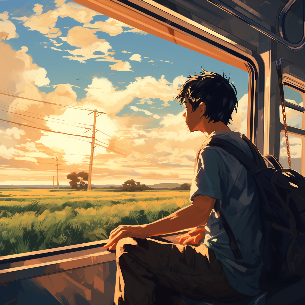 Man enjoying scenic train ride