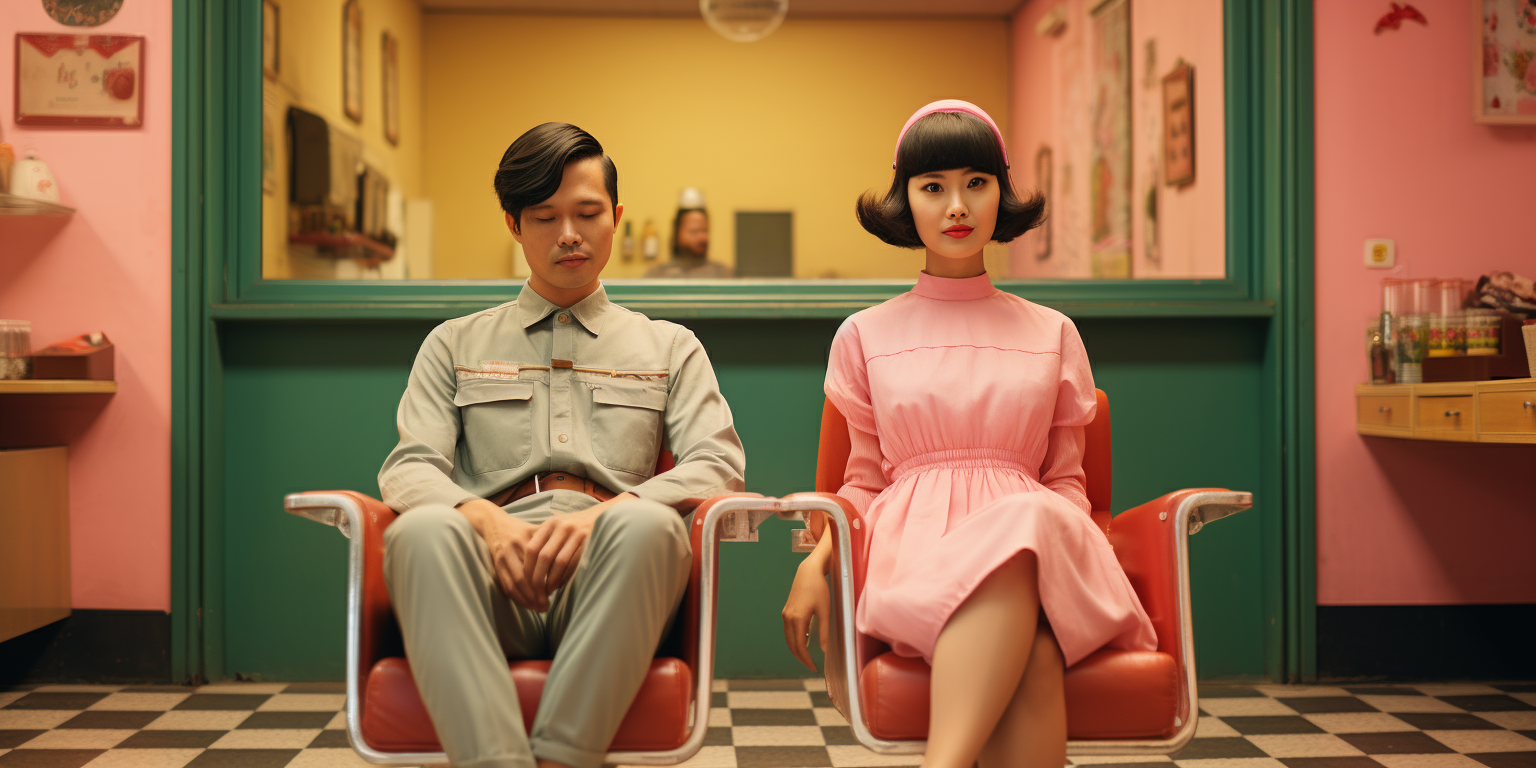 Couple enjoying manicure session in Vietnam