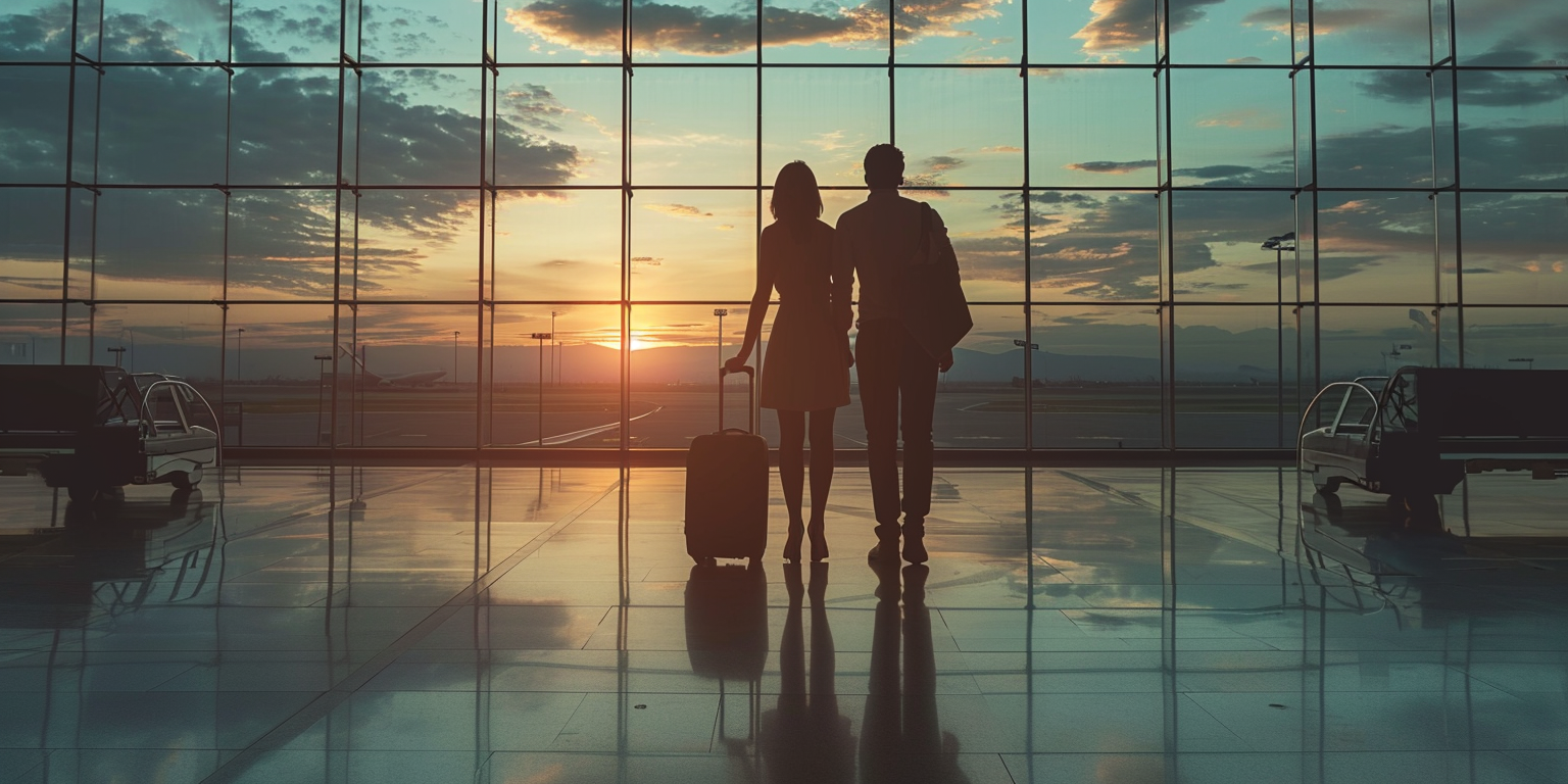 Couple with Suitcase at Airport