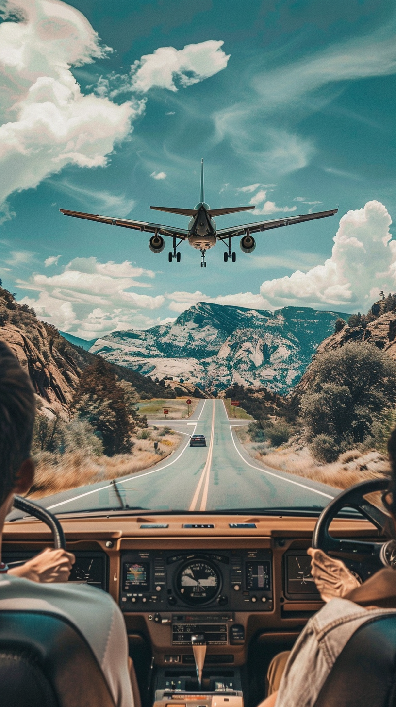 Couple Driving Car on Mountain Road