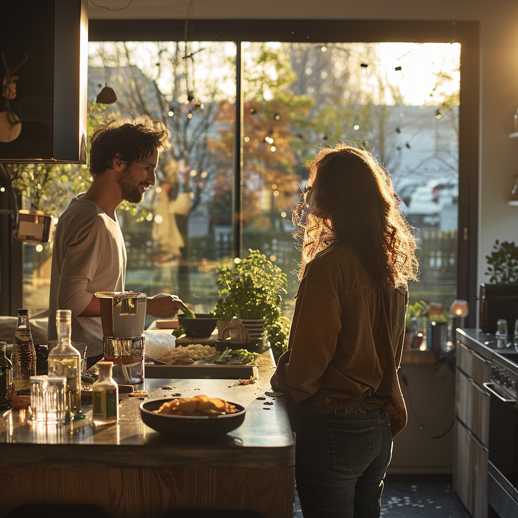 Couple in Kitchen Bar Area