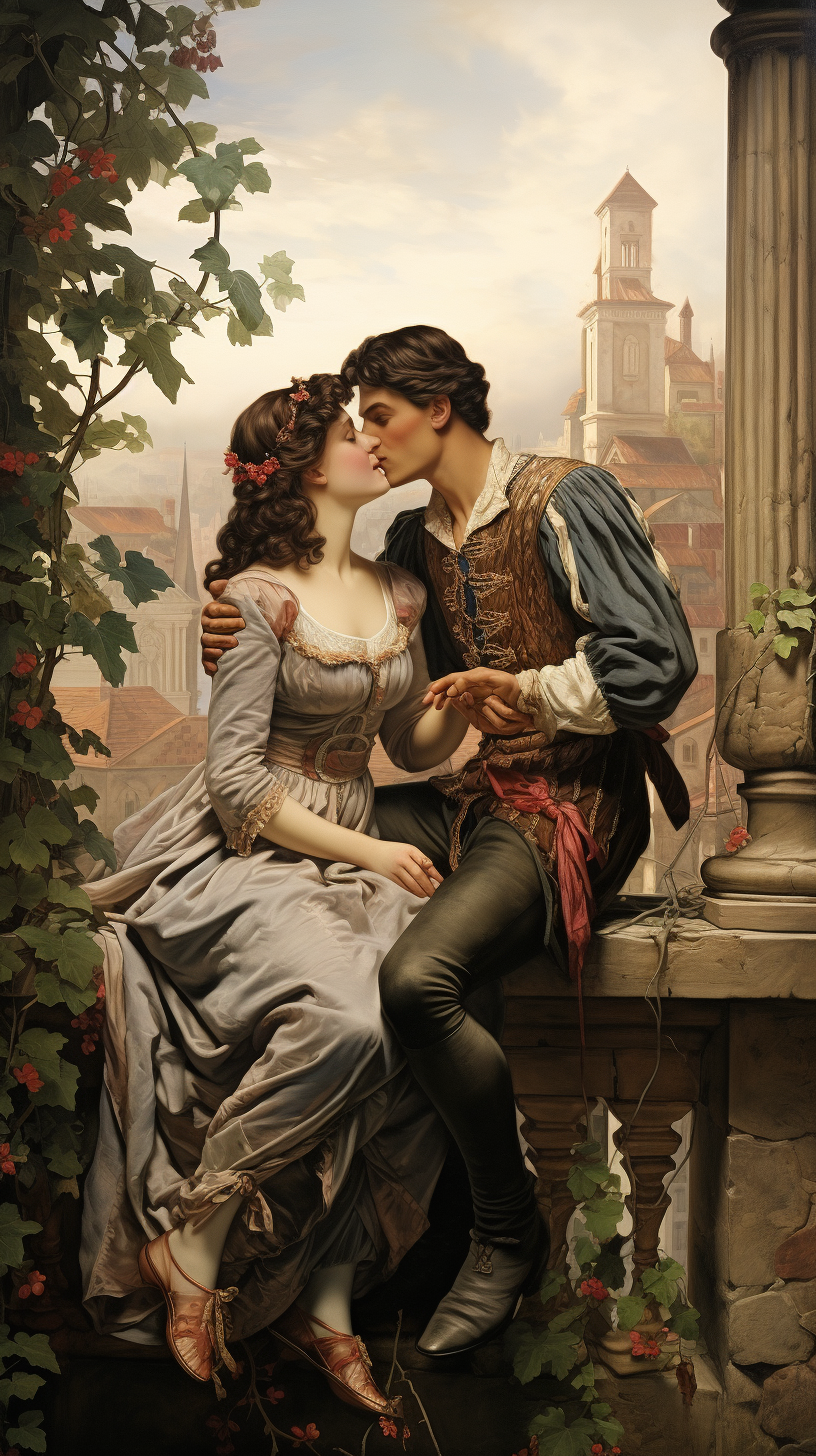 Funny 17th Century Romantic Kiss Illustration