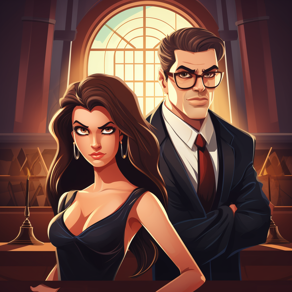 Cartoon Style Courtroom Drama Defendants