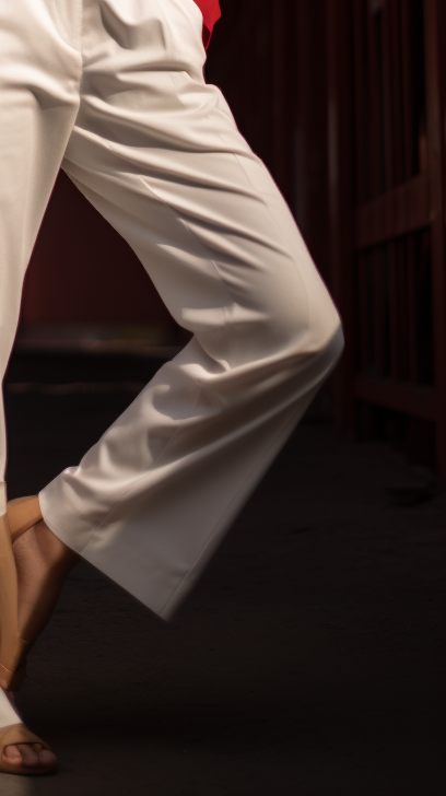 Pakistani Model in Red Pants, White Shirt, Red Coat with White Hand Bag