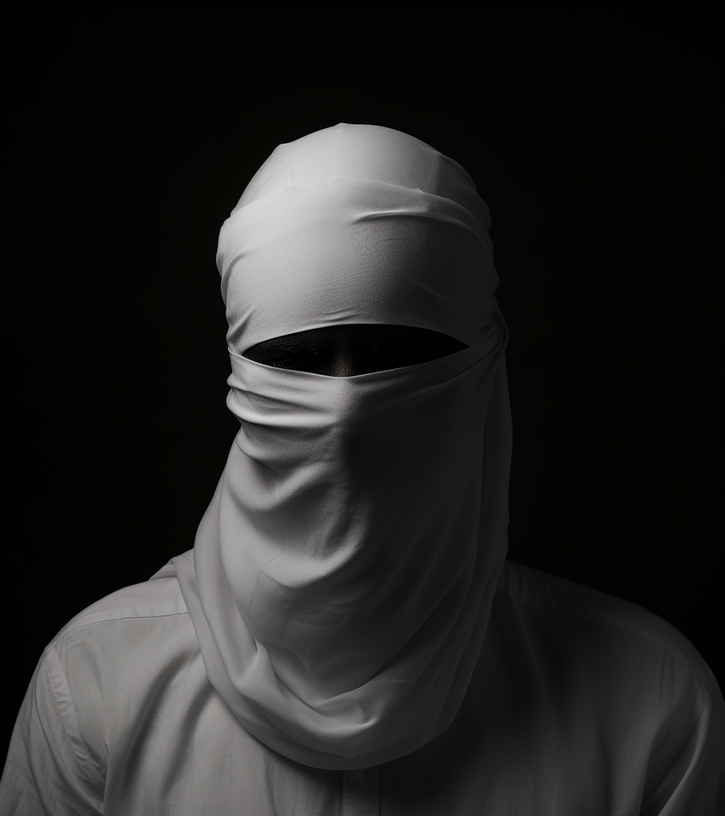 Portrait of a person with covered face