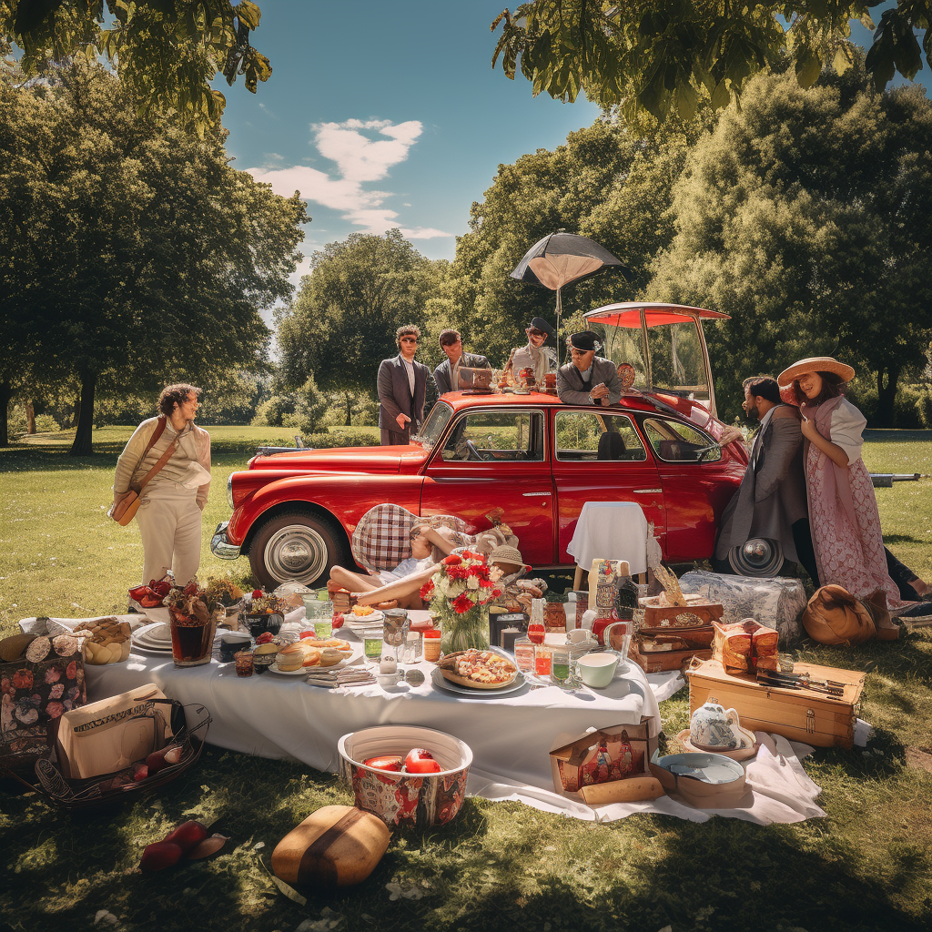 Families having a safe picnic during Covid