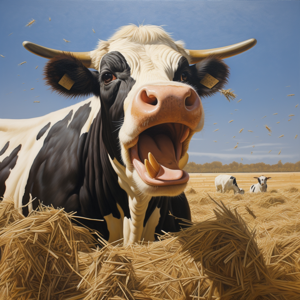 Cow Chewing Grain Picture