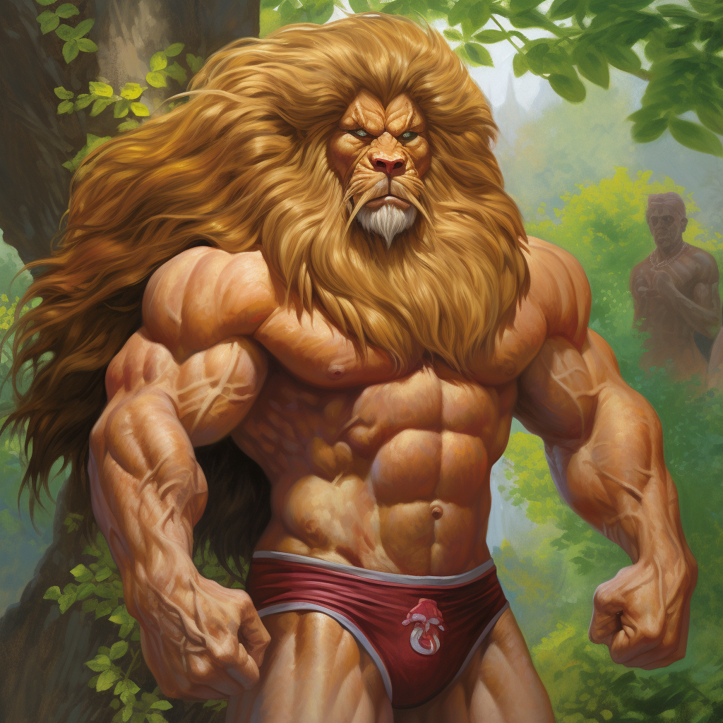 Cowardly Lion as a muscular bodybuilder