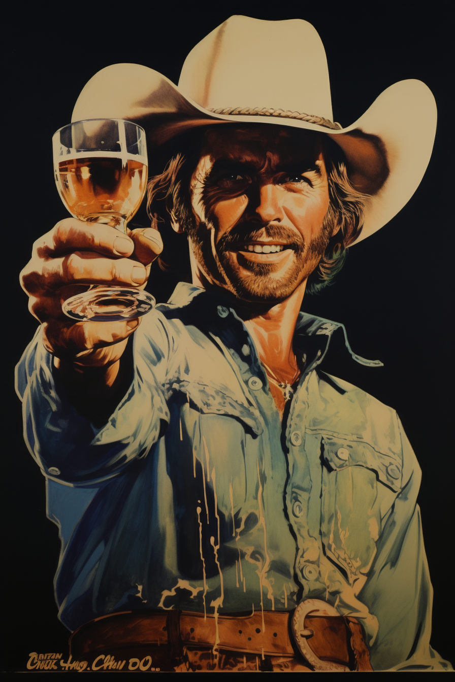 Cowboy with glass of alcohol