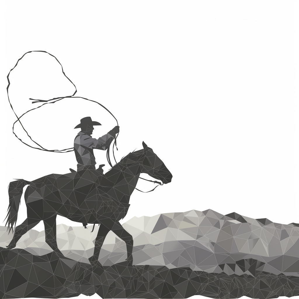 Cowboy horse lassoing silhouette