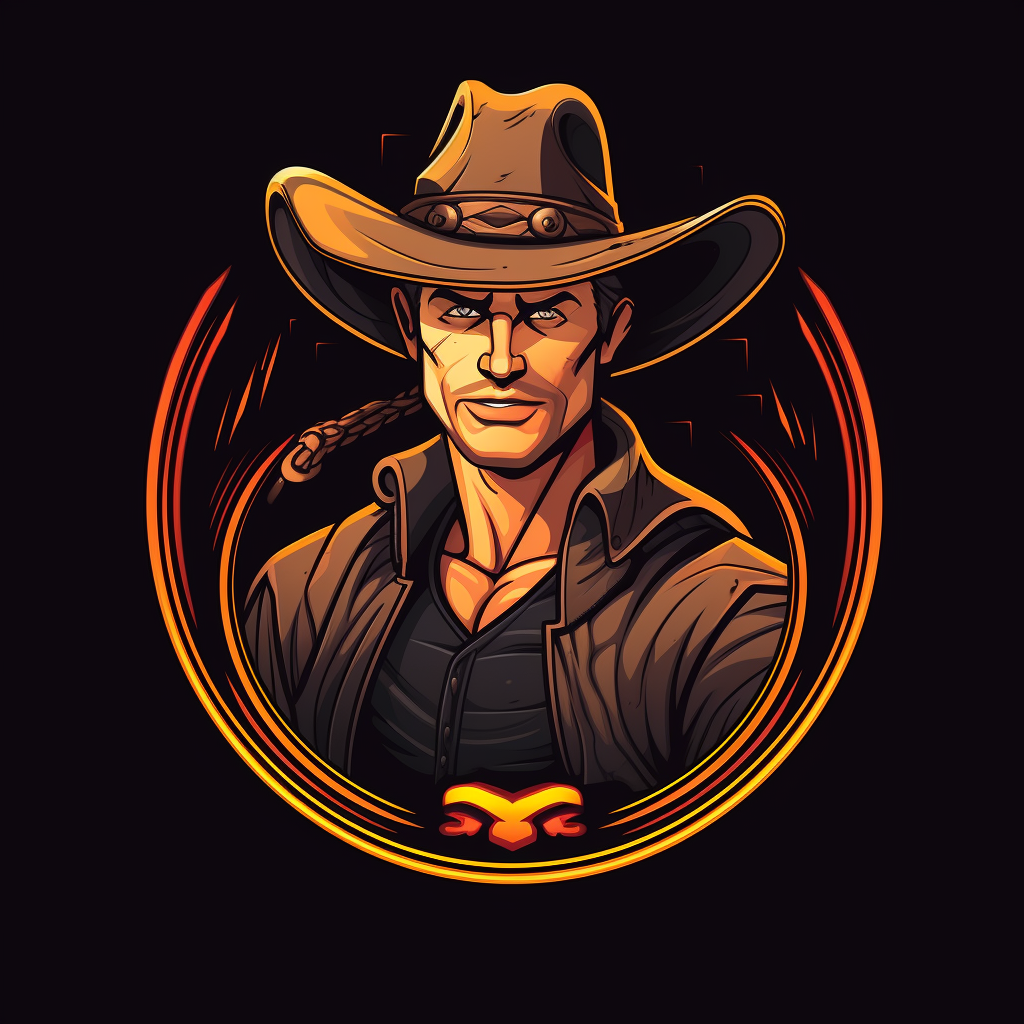 Logo of a cowboy with a lasso on black background