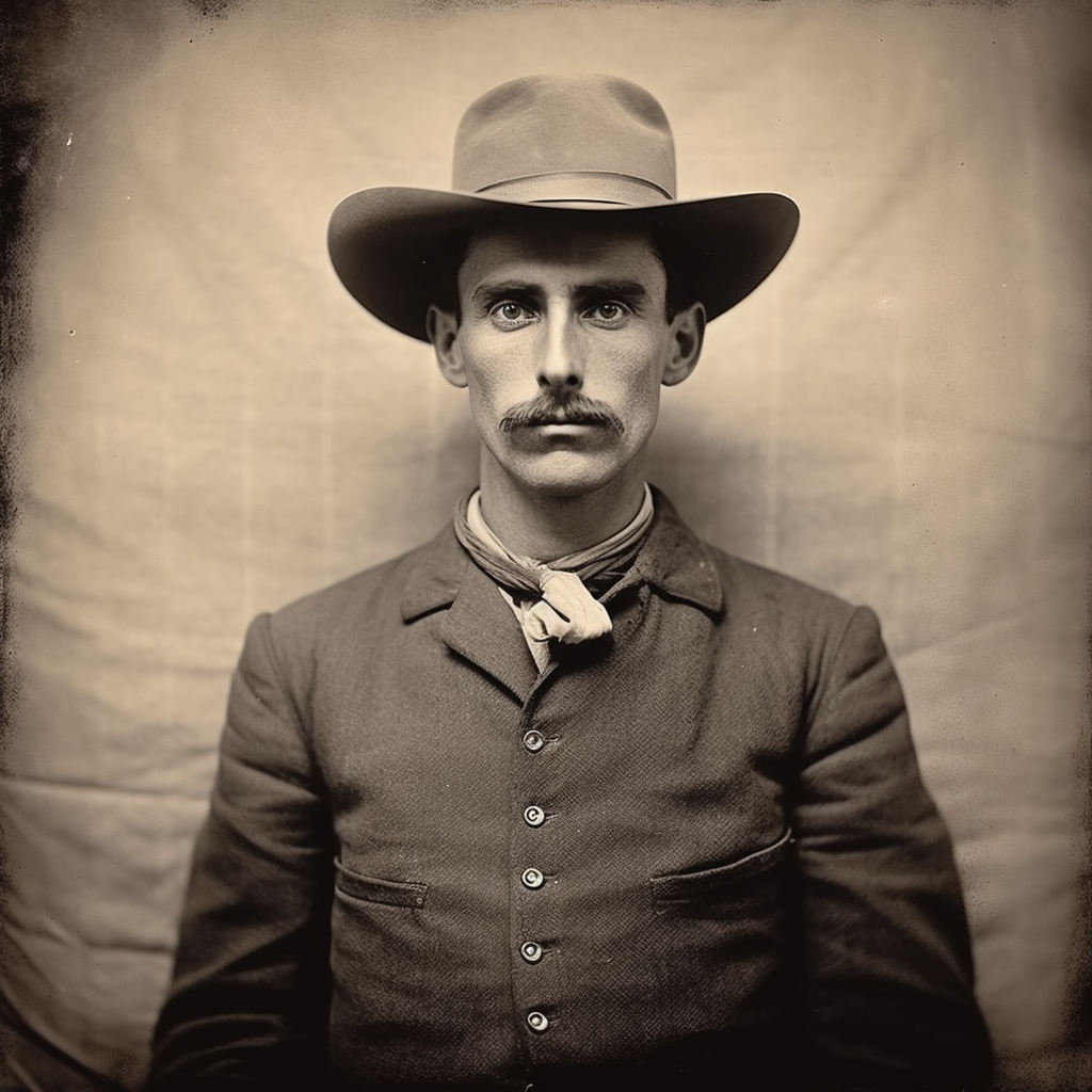 Vintage cowboy mugshot image